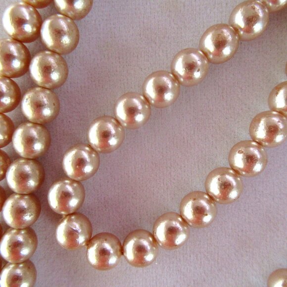 Vintage Art Deco Revival faux champagne pearl & rhinestone necklace & earrings - Picture 6 of 14
